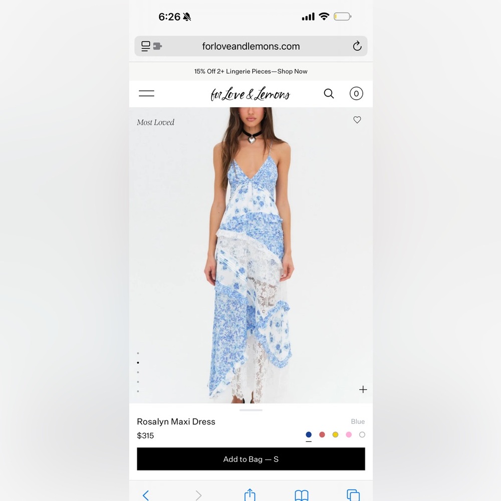 For Love And Lemons Blue and White Maxi Dress Rosalyn